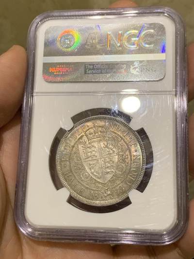 《竞宝斋》第437场 周日，周一2场连拍 （全场包邮） NGC MS65 英国 1893年 维多利亚披纱半克朗银币 香槟色包浆 细节非常不错