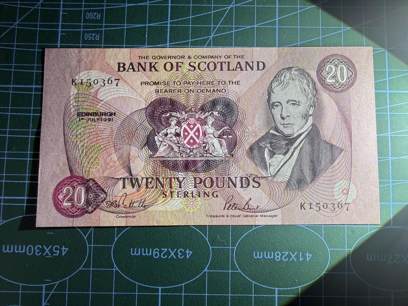 【炜奕收藏】，第五十期 1991年苏格兰银行20镑，UNC品相