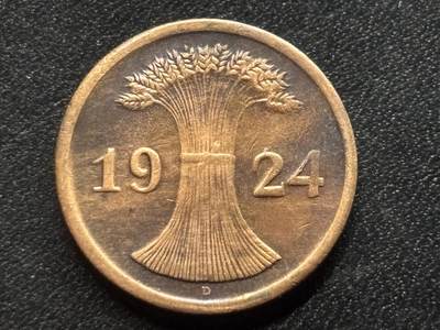 邮泉阁限时拍卖第三十五场 德国硬币专场（硬币在国外。请付邮费6元。） - 德国魏玛共和国地租马克1924年2芬尼D版