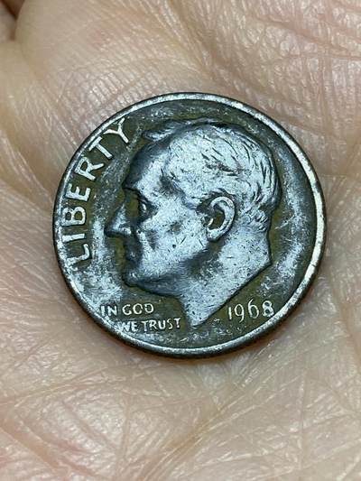 2025年第一百二十七场(总第一百五十三场）外国好品章牌、散币(免佣金) - 美国🇺🇸1968年1角(罗斯福1角第二版，无标版)