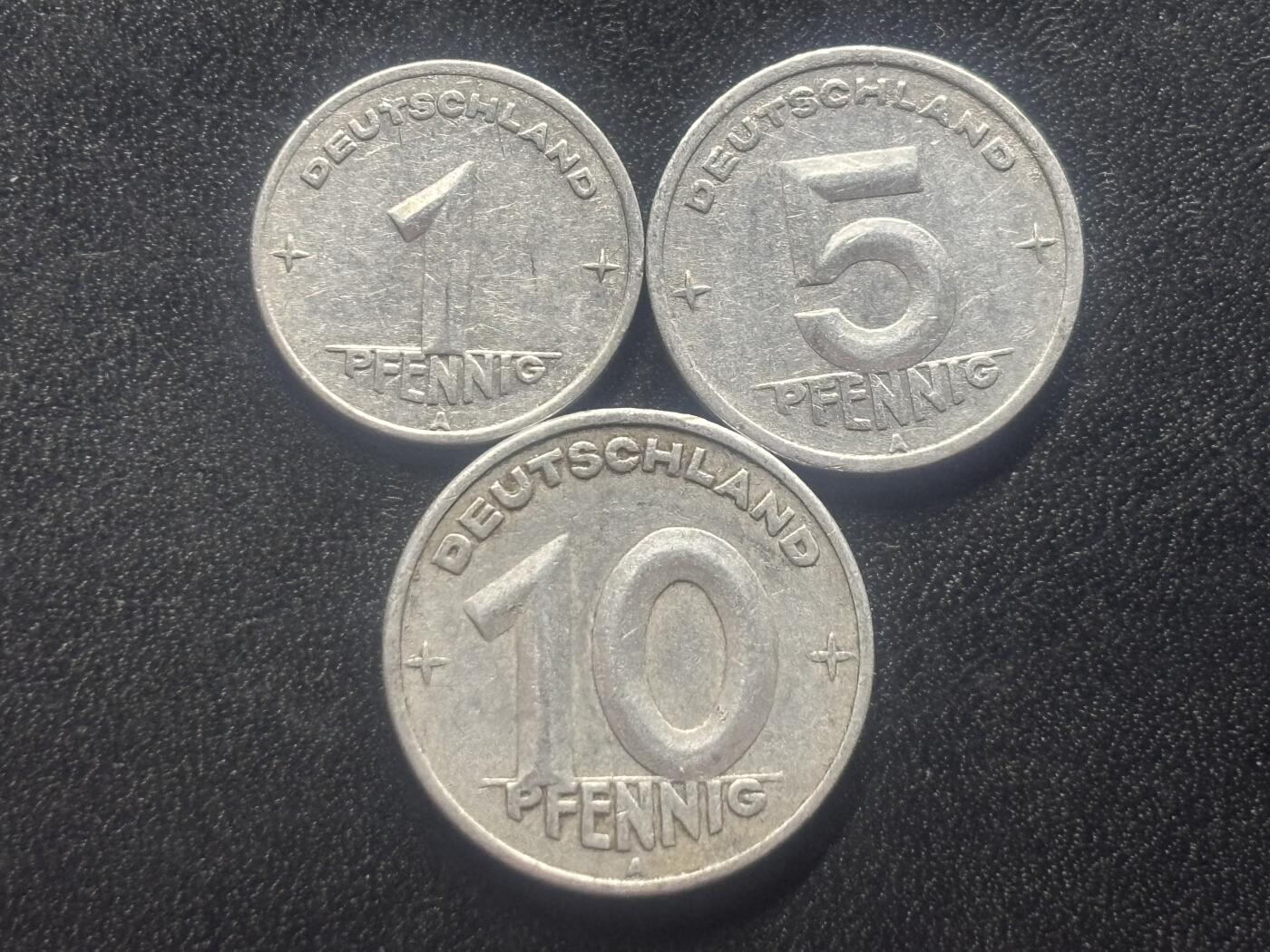 邮泉阁限时拍卖第三十五场 德国硬币专场（硬币在国外。请付邮费6元。） 东德（德意志民主共和国）1948年3枚