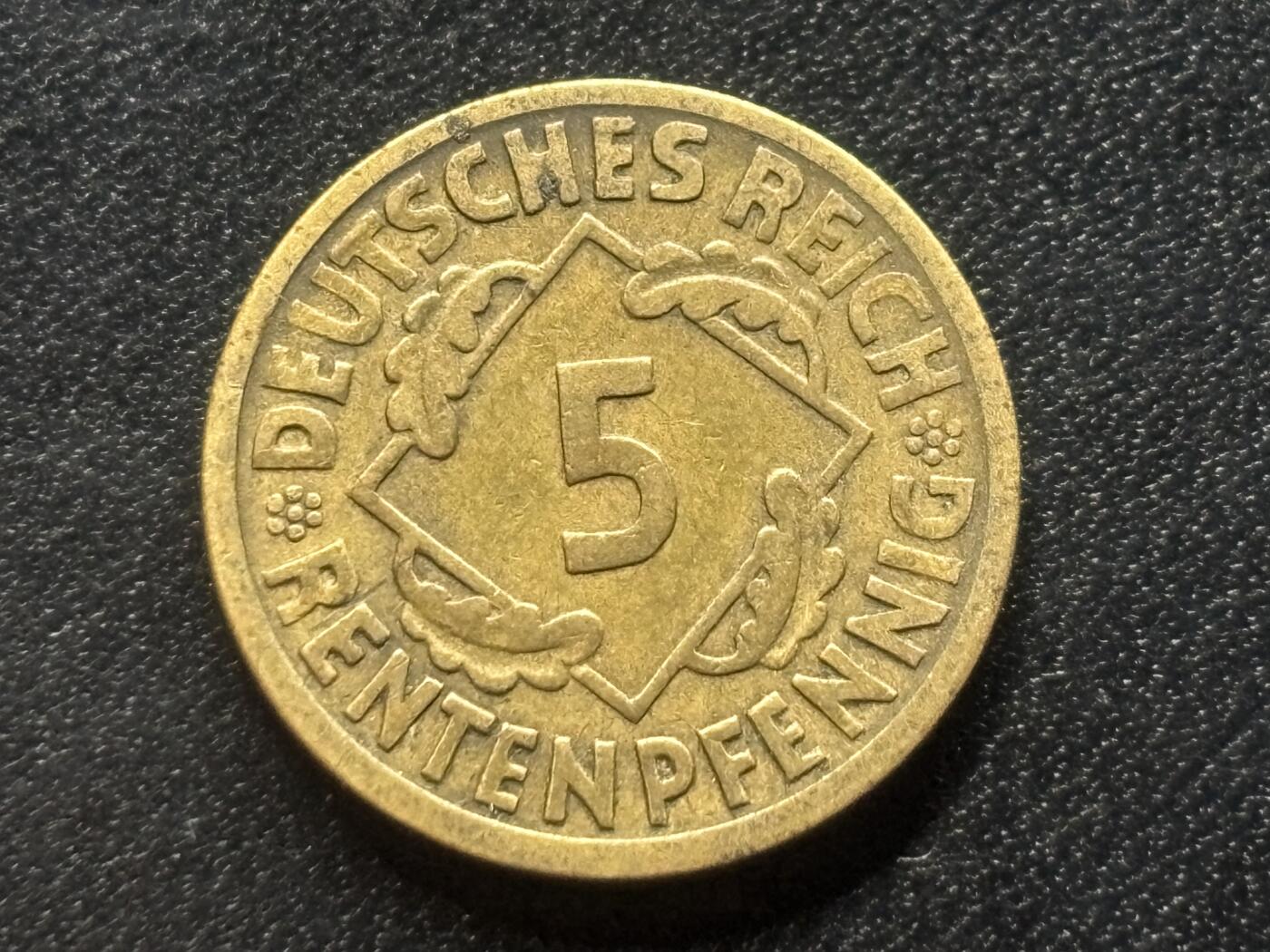 邮泉阁限时拍卖第三十五场 德国硬币专场（硬币在国外。请付邮费6元。） 德国魏玛共和国地租马克1924年5芬尼J版