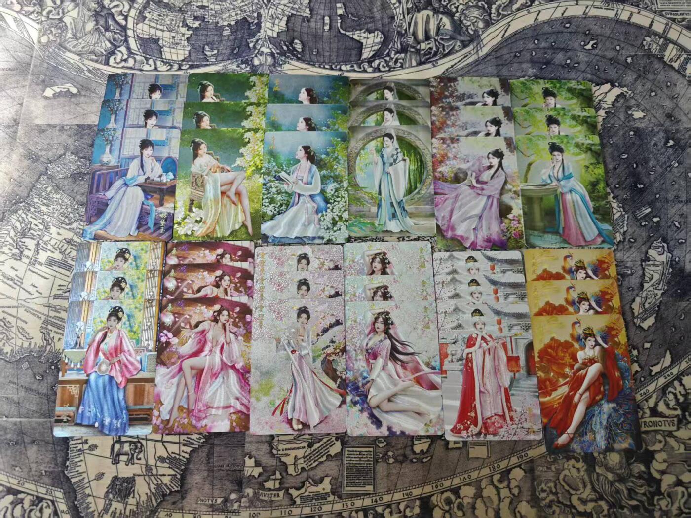 光影卡牌第25期，各家亲签，各家套卡，持续收拍品 燎原金陵十二钗粗闪卡，一套36张