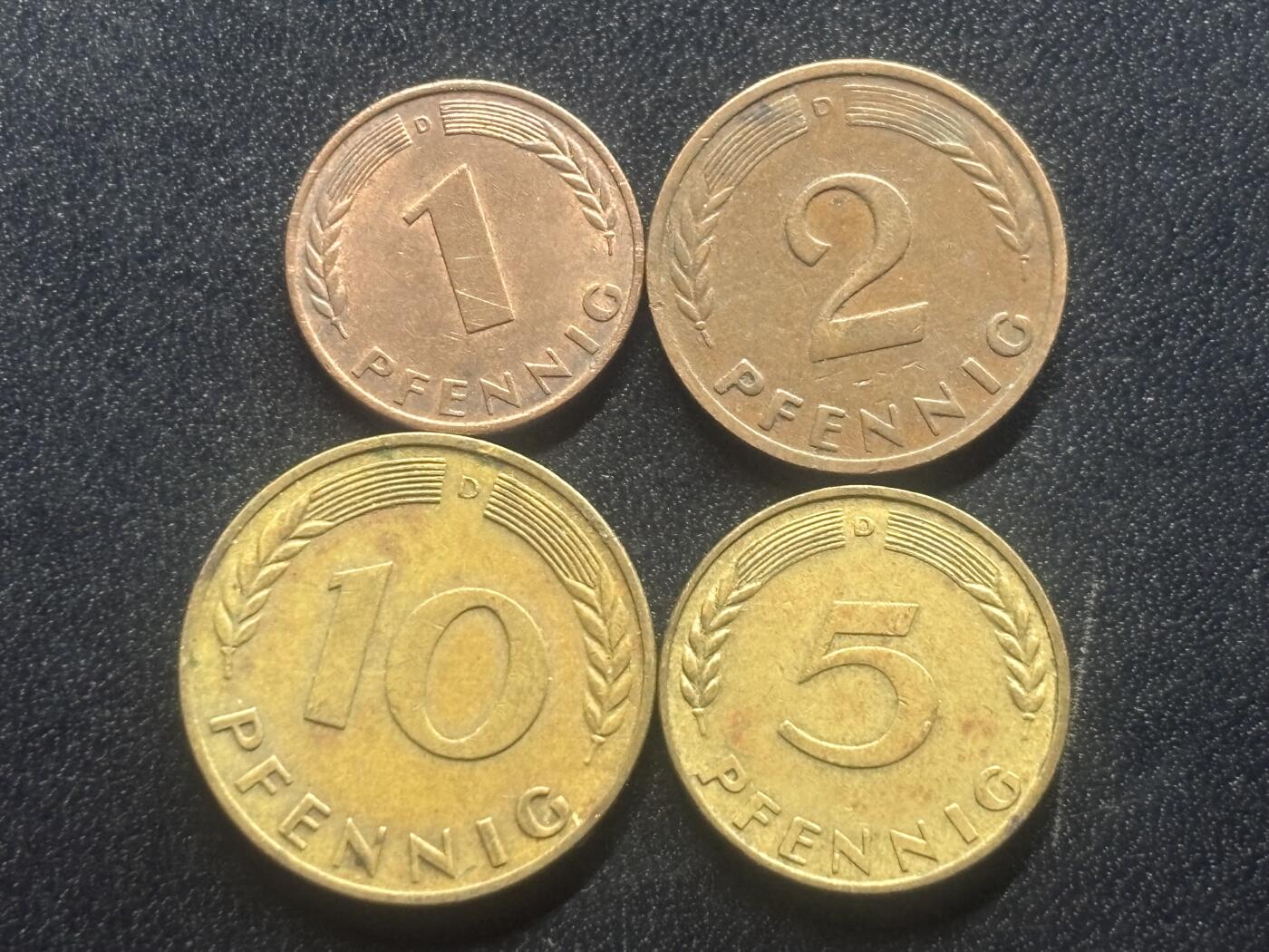 邮泉阁限时拍卖第三十五场 德国硬币专场（硬币在国外。请付邮费6元。） 西德（联邦德国）1950年D版4枚