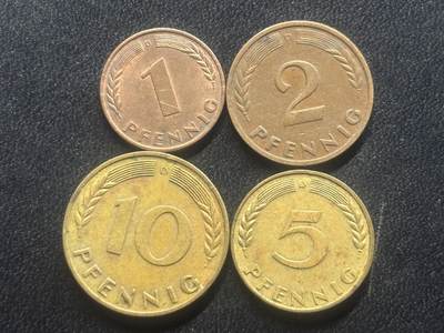 邮泉阁限时拍卖第三十五场 德国硬币专场（硬币在国外。请付邮费6元。） - 西德（联邦德国）1950年D版4枚