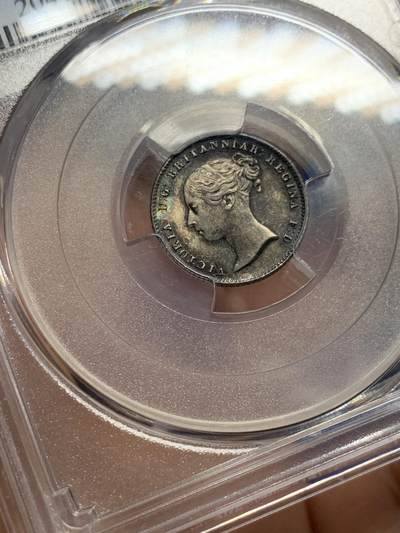 《竞宝斋》第437场 周日，周一2场连拍 （全场包邮） PCGS MS64+ 英国 1838年维多利亚首年GROAT 4便士银币 状态很好 转光十足