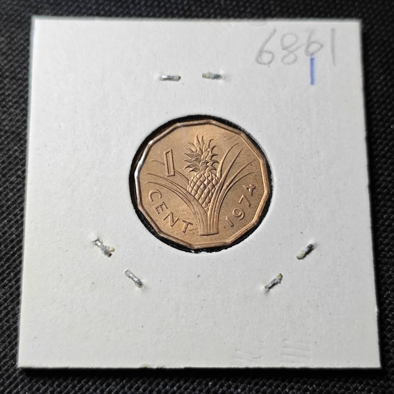 KK钱币收藏小铺  第368场  2月预留时间 周末发货  1974斯威士兰1分铜币 好品