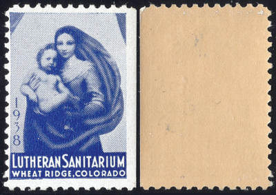 洪涛臻品批发群 精选邮票限时拍卖第1165期  - 美国圣诞节封缄票1938年 圣诞母子图，一条边漏齿 原胶好品