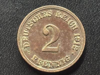 邮泉阁限时拍卖第三十五场 德国硬币专场（硬币在国外。请付邮费6元。） 德意志帝国1912年2芬尼E版