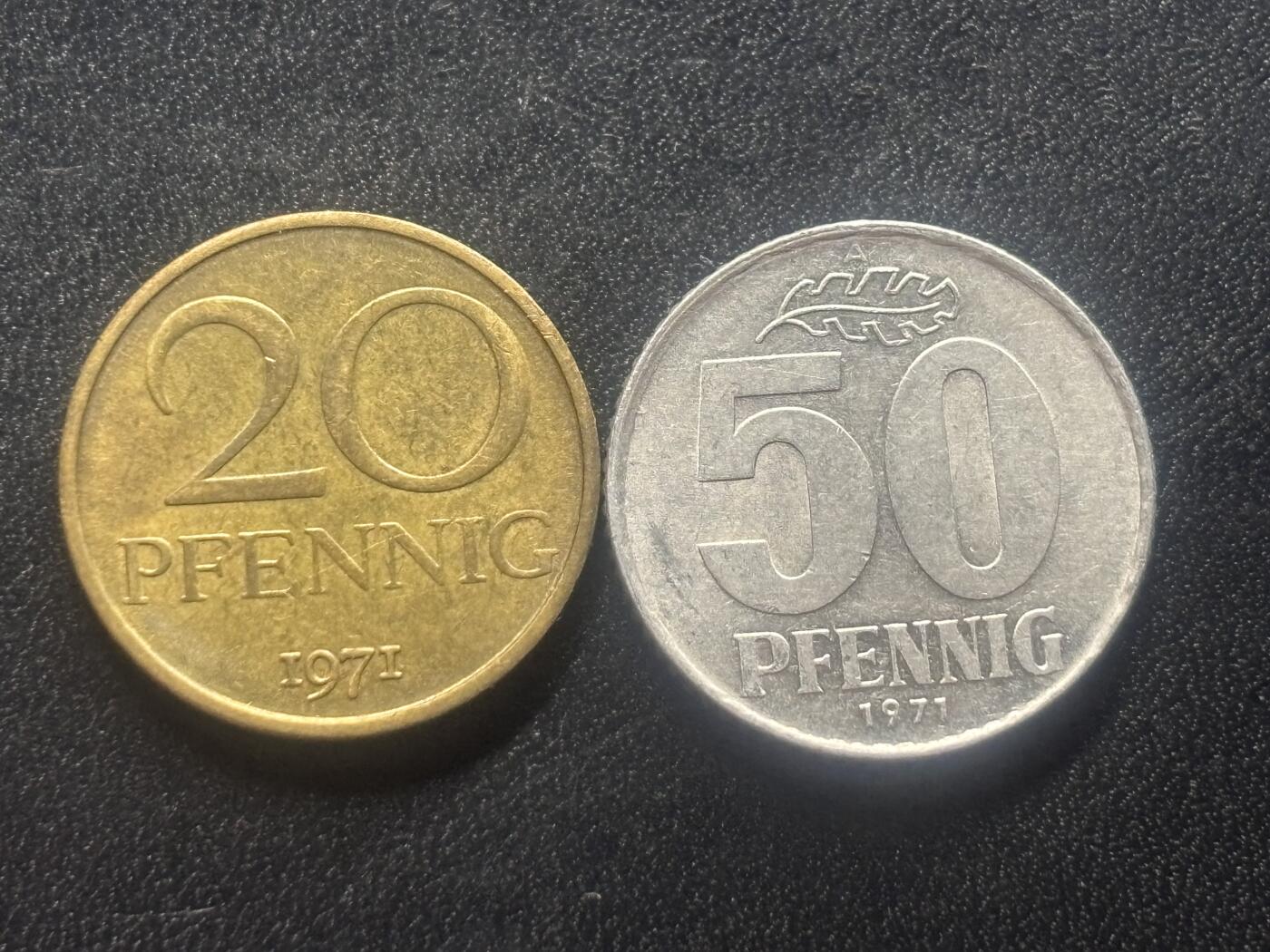 邮泉阁限时拍卖第三十五场 德国硬币专场（硬币在国外。请付邮费6元。） 东德（德意志民主共和国）1971年2枚