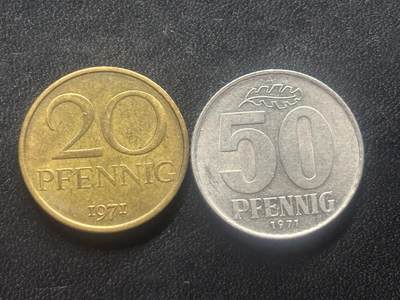 邮泉阁限时拍卖第三十五场 德国硬币专场（硬币在国外。请付邮费6元。） - 东德（德意志民主共和国）1971年2枚