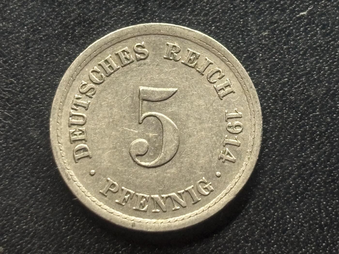 邮泉阁限时拍卖第三十五场 德国硬币专场（硬币在国外。请付邮费6元。） 德意志帝国1914年5芬尼A版