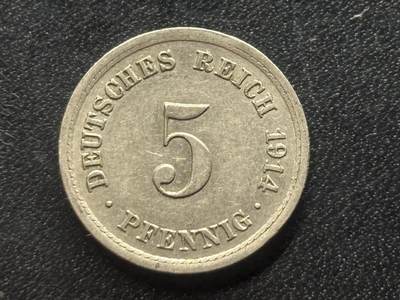 邮泉阁限时拍卖第三十五场 德国硬币专场（硬币在国外。请付邮费6元。） - 德意志帝国1914年5芬尼A版