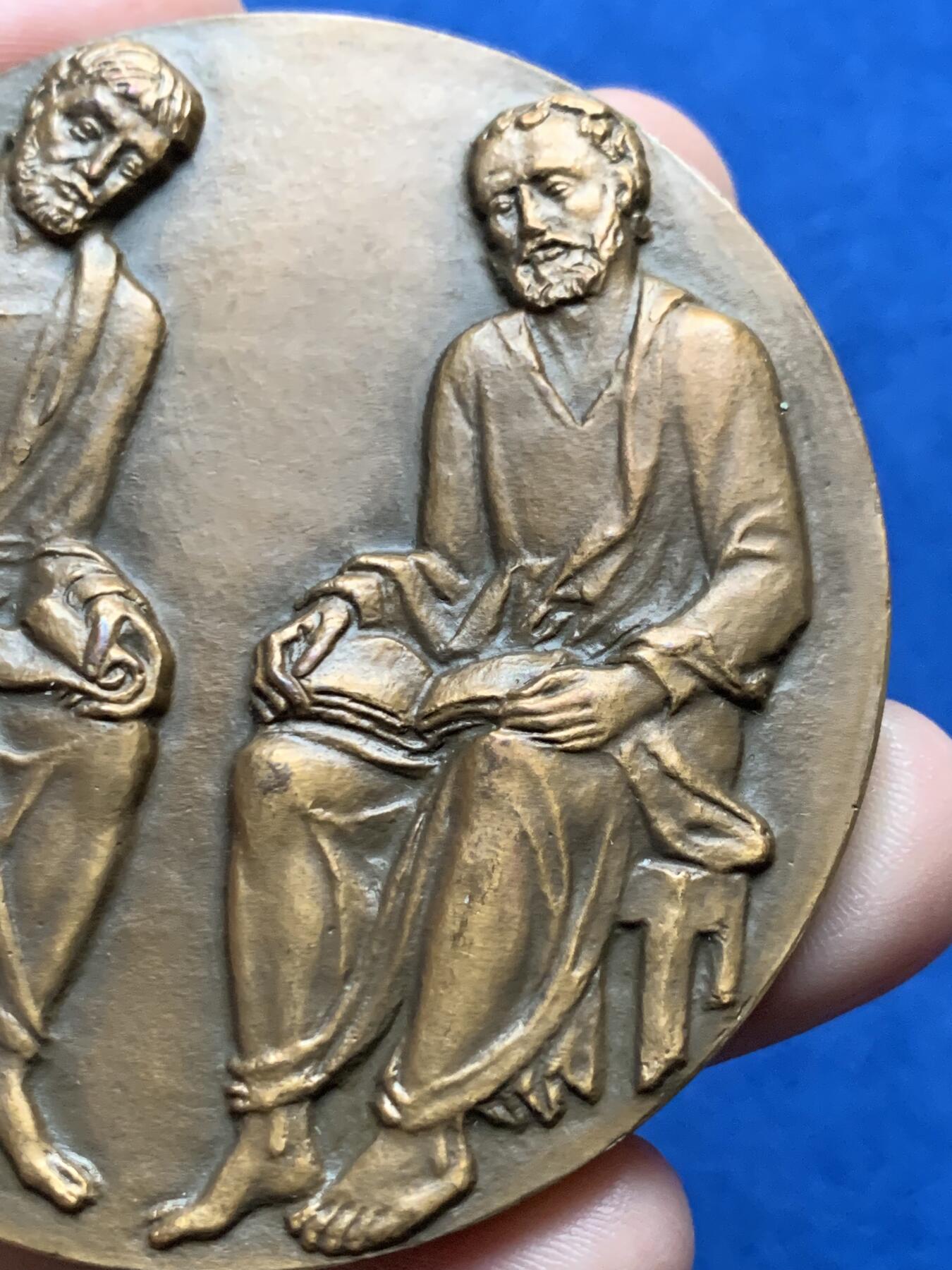 《竞宝斋》第437场 周日，周一2场连拍 （全场包邮） 名家名作 法兰西联盟纪念大铜章  1956年颁发 带盒 150.7克 67.8mm 丰饶角铜标