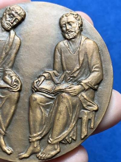 《竞宝斋》第437场 周日，周一2场连拍 （全场包邮） 名家名作 法兰西联盟纪念大铜章  1956年颁发 带盒 150.7克 67.8mm 丰饶角铜标