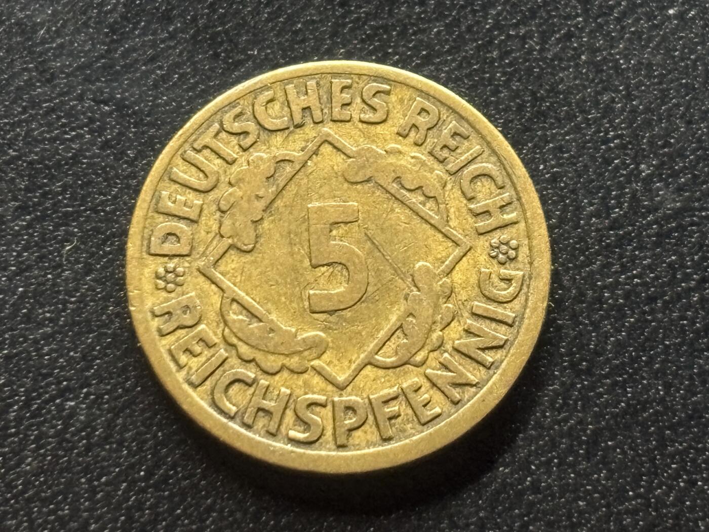 邮泉阁限时拍卖第三十五场 德国硬币专场（硬币在国外。请付邮费6元。） 德国魏玛共和国帝国马克1924年5芬尼J版