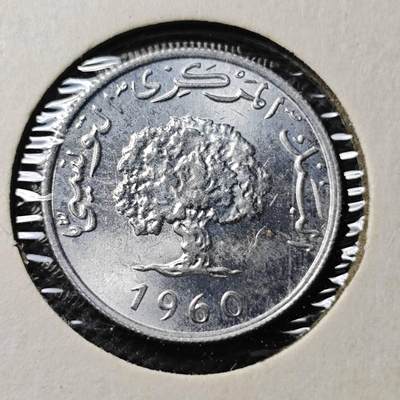 KK钱币收藏小铺  第368场  2月预留时间 周末发货 -  1960突尼斯1米利姆 好品