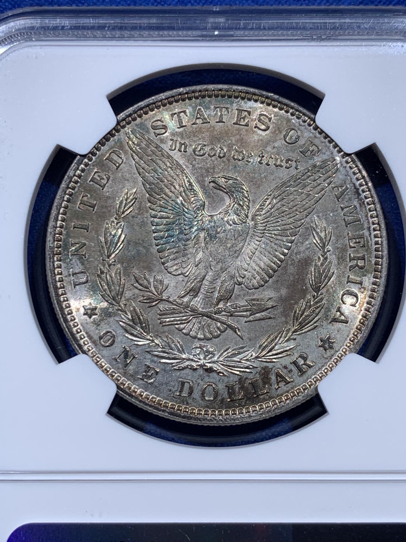 《竞宝斋》第437场 周日，周一2场连拍 （全场包邮） NGC MS62 美国 1896年 摩根 1美圆银币 双面彩