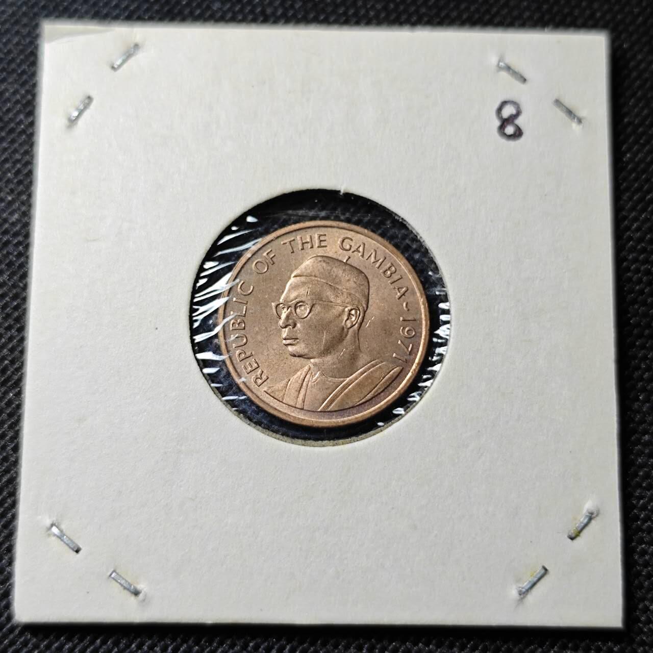 KK钱币收藏小铺  第368场  2月预留时间 周末发货  1971冈比亚1分铜币 好品