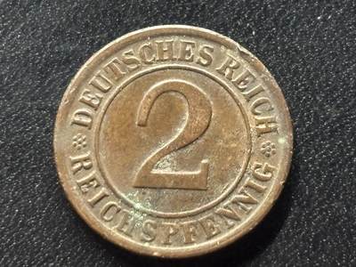 邮泉阁限时拍卖第三十五场 德国硬币专场（硬币在国外。请付邮费6元。） 德国魏玛共和国帝国马克1924年2芬尼G版