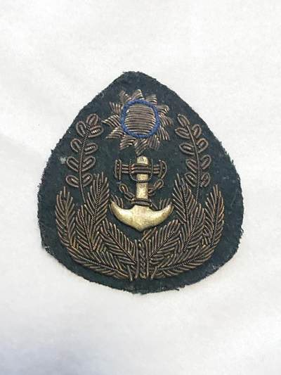 【第壹場】近代勋奖章徽章服饰杂项专场 - 民国海军金线绣帽徽