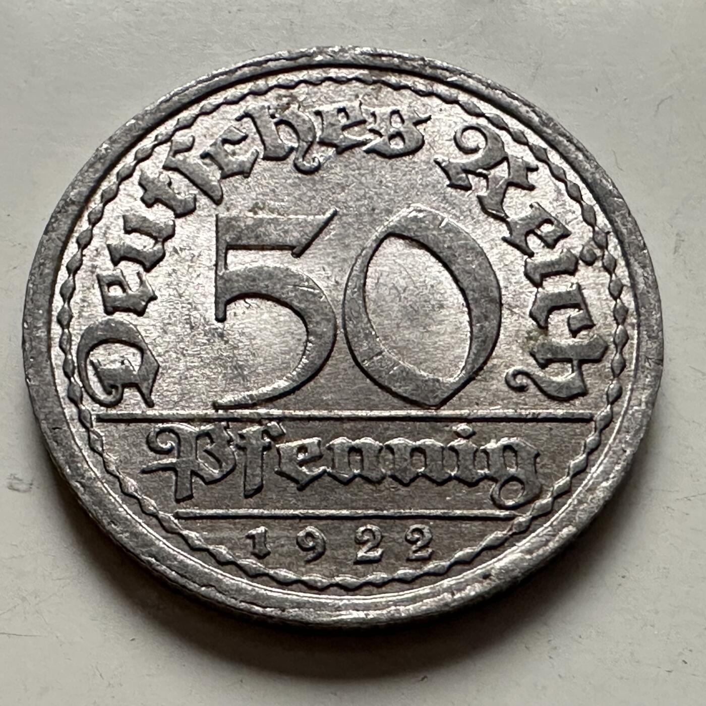 🌹外币初藏🌹🐯2025年第126场  每周二四六晚8️⃣点 接代拍 魏玛1922年50芬尼