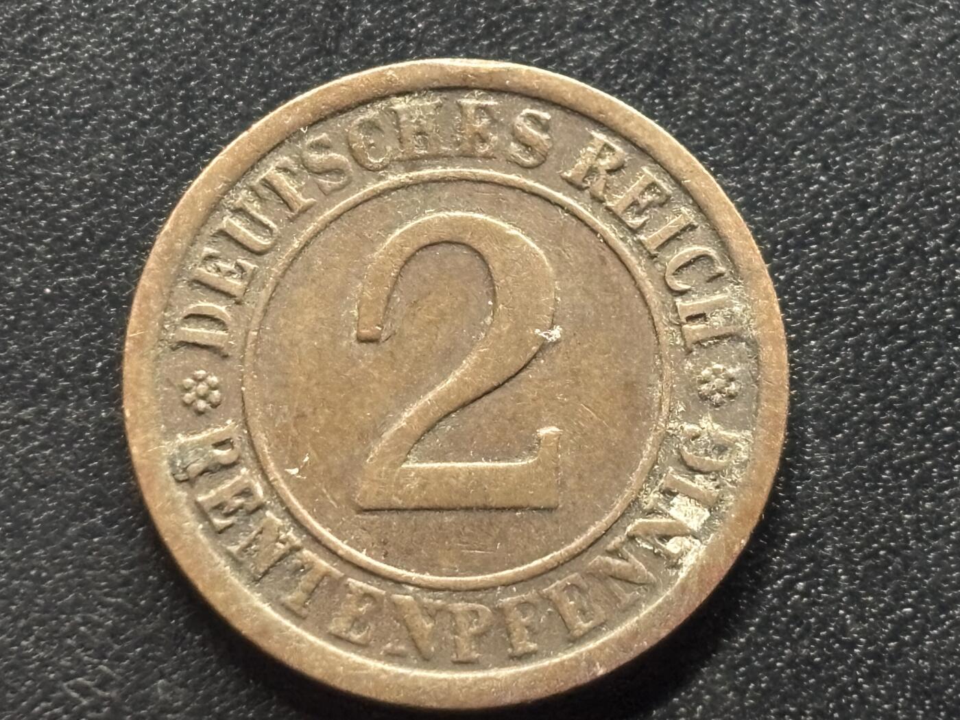 邮泉阁限时拍卖第三十五场 德国硬币专场（硬币在国外。请付邮费6元。） 德国魏玛共和国地租马克1924元2芬尼A版