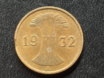 邮泉阁限时拍卖第三十五场 德国硬币专场（硬币在国外。请付邮费6元。） - 德国魏玛共和国帝国马克1932年1芬尼A版