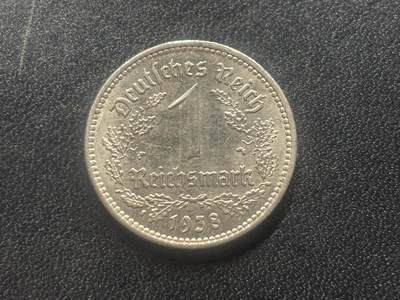 邮泉阁限时拍卖第三十五场 德国硬币专场（硬币在国外。请付邮费6元。） - 德国第三帝国1938年1马克A版