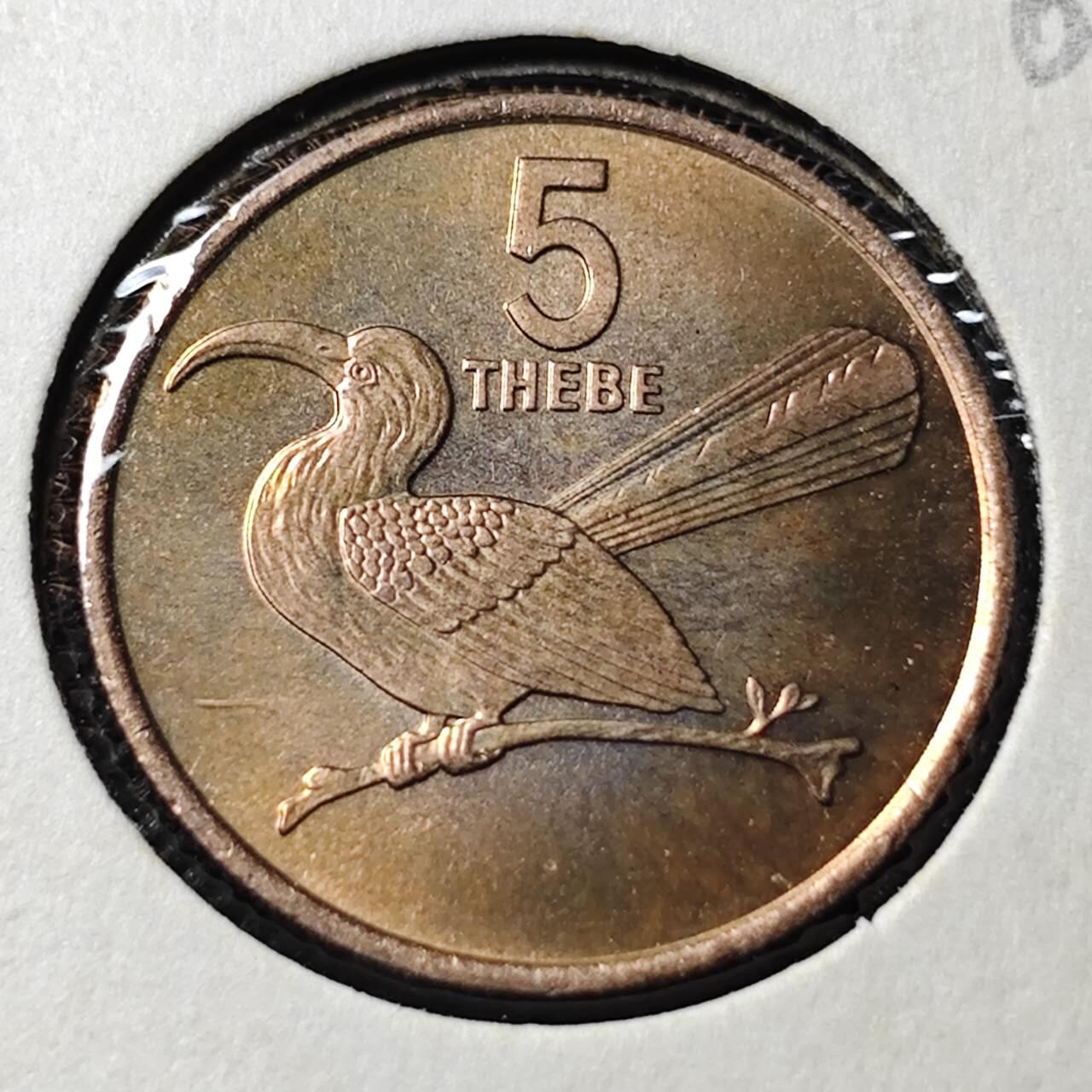 KK钱币收藏小铺  第368场  2月预留时间 周末发货  1976博茨瓦纳5西比 好品铜币