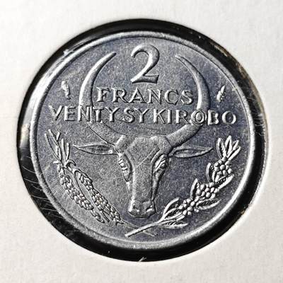 KK钱币收藏小铺  第368场  2月预留时间 周末发货 -  1972马达加斯加2法郎