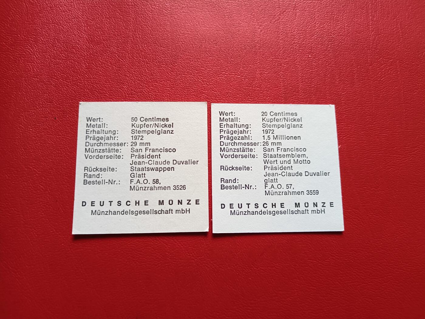 【云涧收藏】第七十八场 海地1972/75年4枚套，带2张证书