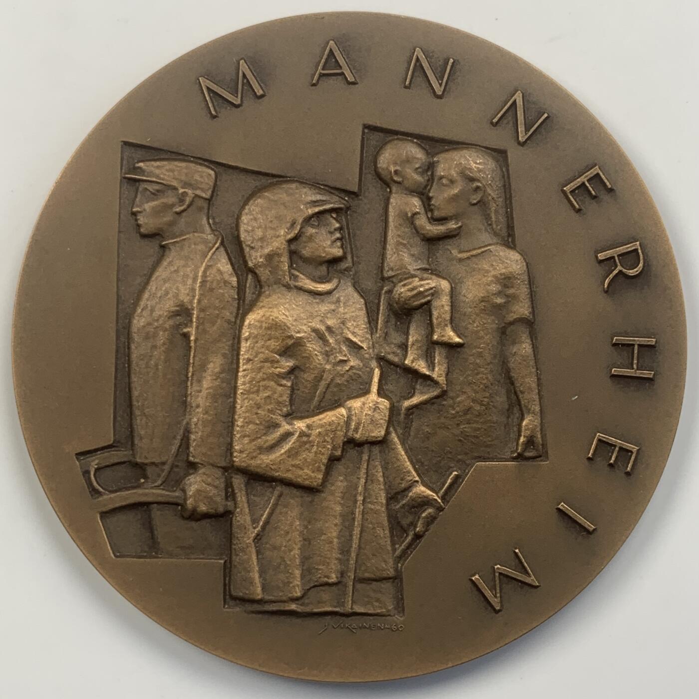 掌中浮雕-藏着的欧洲第041场 1960年芬兰抗苏民族英雄曼纳海姆大铜章，70mm，128g
