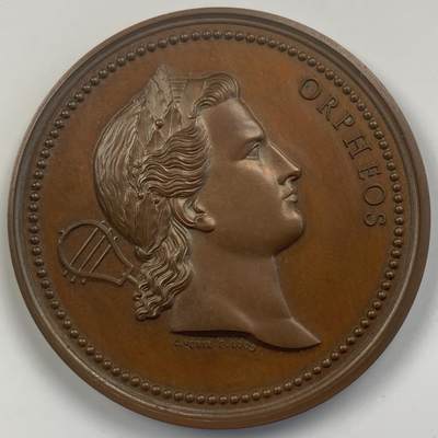掌中浮雕-藏着的欧洲第041场 - 1880年法国奥菲奥斯音乐比赛奖章，45.5mm