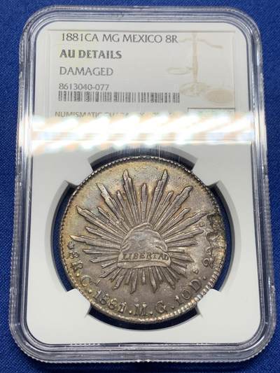 《竞宝斋》第437场 周日，周一2场连拍 （全场包邮） - NGC AUD 墨西哥鹰洋 1881CA MG稀少年份厂别，羽毛清晰完整 五彩好状态