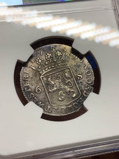 《竞宝斋》第437场 周日，周一2场连拍 （全场包邮） NGC AUD 荷兰 1759年 西弗里斯兰省 6s 帆船银币 经典荷兰帆船品种