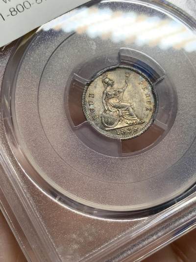 《竞宝斋》第437场 周日，周一2场连拍 （全场包邮） PCGS MS64+ 英国 1838年维多利亚首年GROAT 4便士银币 状态很好 转光十足