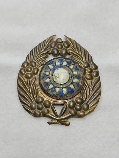 【第壹場】近代勋奖章徽章服饰杂项专场 - 民国陆军铜质珐琅帽徽