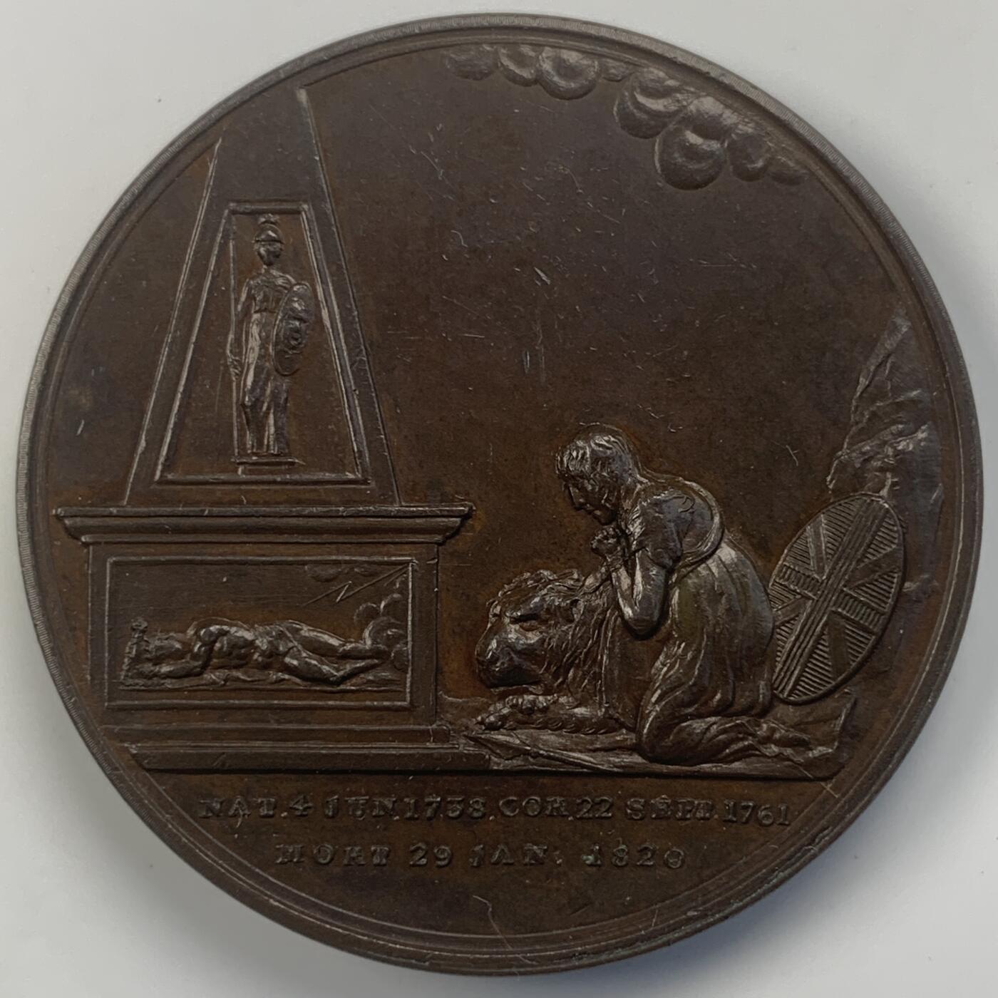 掌中浮雕-藏着的欧洲第041场 1820年英王乔治三世逝世纪念章，41mm，目录编号BHM997