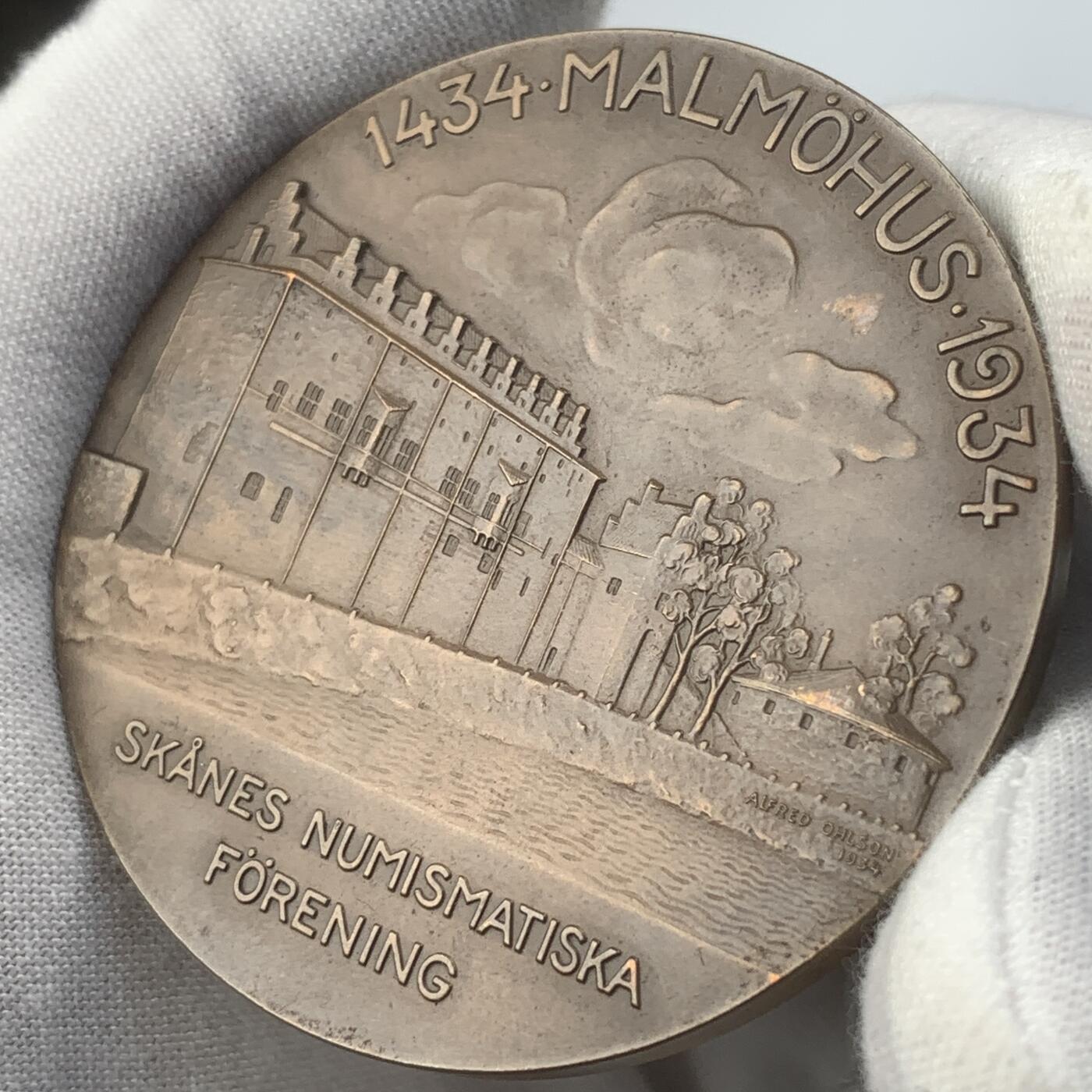 掌中浮雕-藏着的欧洲第041场 1934年瑞典钱币收藏学会铜章，55mm