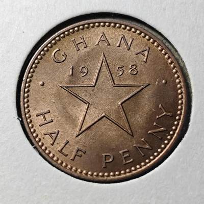 KK钱币收藏小铺  第368场  2月预留时间 周末发货 -  1958加纳半便士 好品铜币