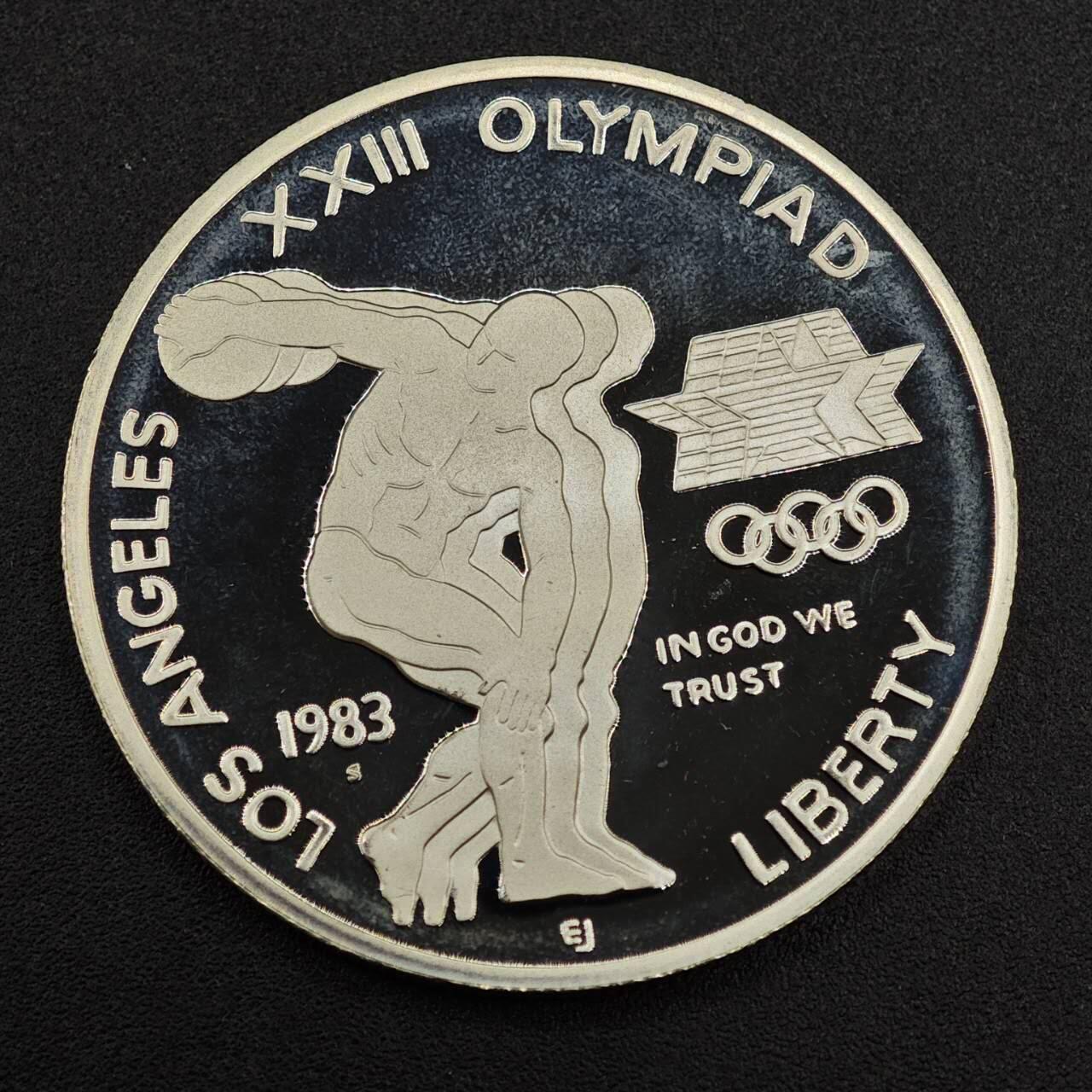 【淘币小摊】实时拍第七百九十五拍   银币套币场   满百包邮可预留二周 每周一统一发货   美国1983年洛杉矶奥运会一美元精制银币重26.7克900银 银价265