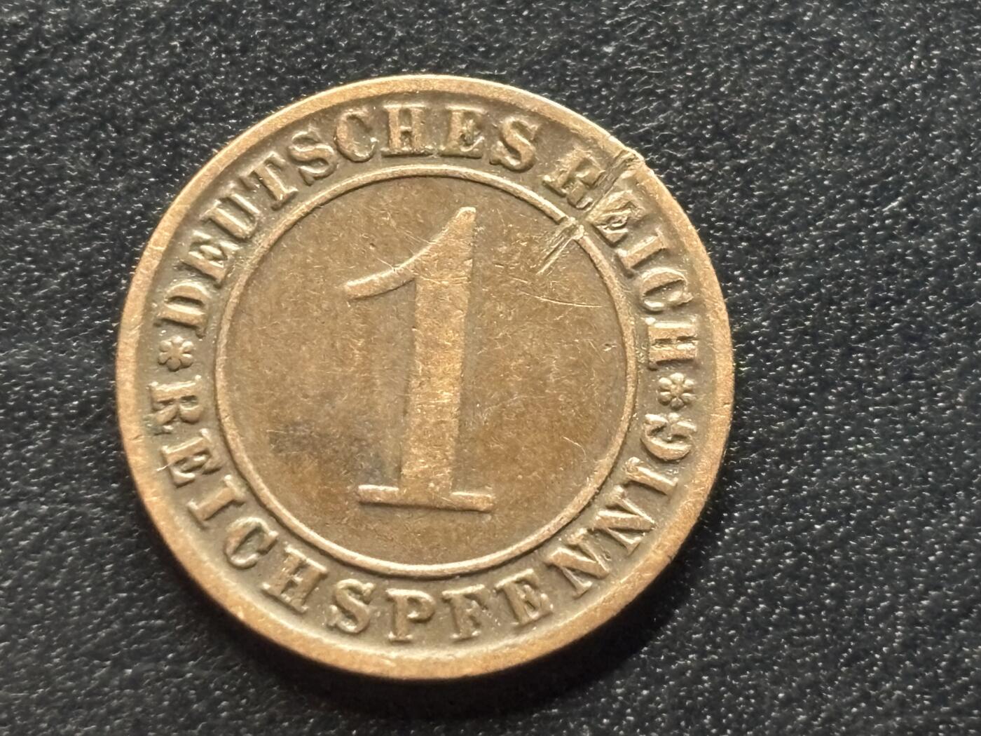 邮泉阁限时拍卖第三十五场 德国硬币专场（硬币在国外。请付邮费6元。） 德国魏玛共和国帝国马克1924年1芬尼J版