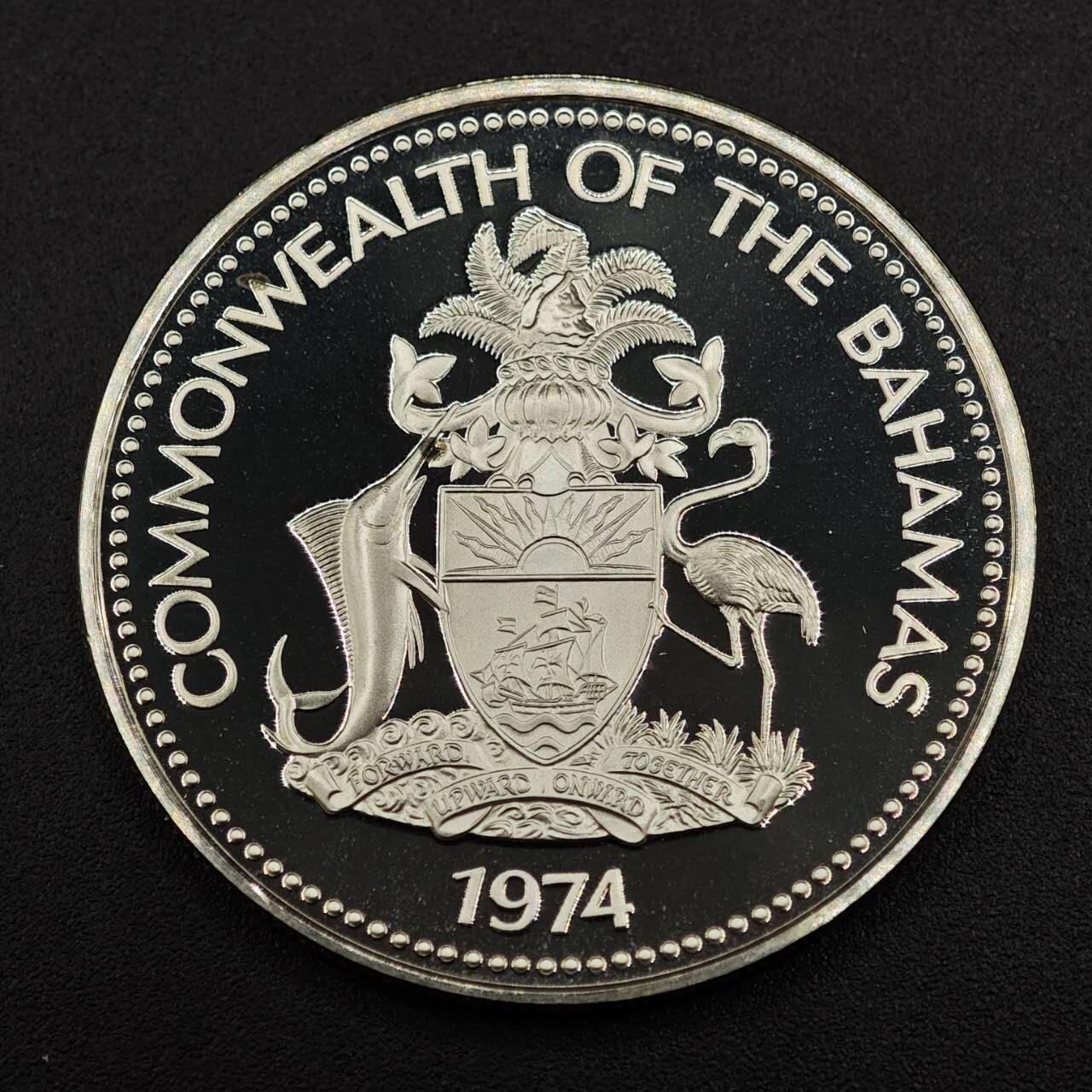 【淘币小摊】实时拍第七百九十五拍   银币套币场   满百包邮可预留二周 每周一统一发货   巴哈马1974年2元火烈鸟精制银币 重29.8克925银 纯银价303