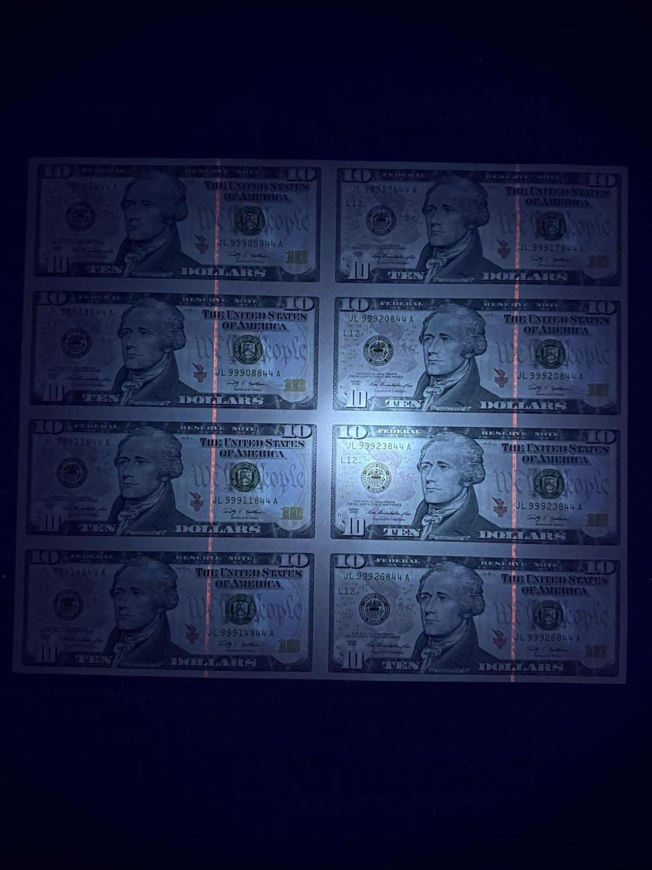 【炜奕收藏】，第五十期 2009年美国10美元8连体，UNC品相