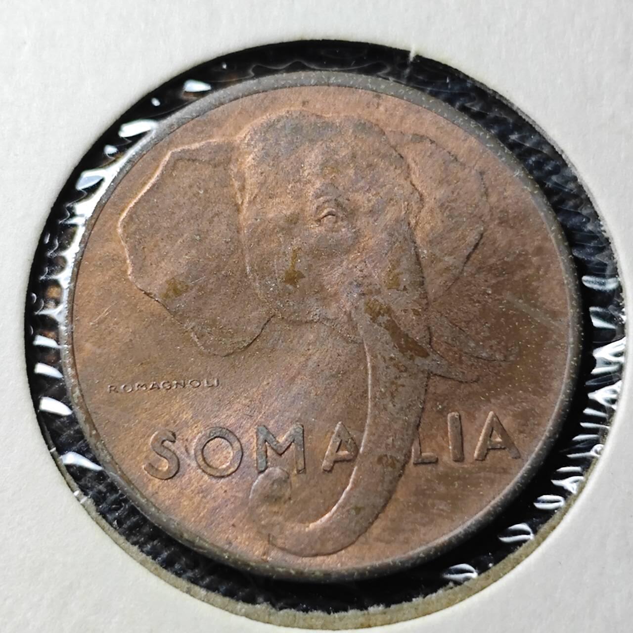 KK钱币收藏小铺  第368场  2月预留时间 周末发货  1950意属索马里5分铜币 大象