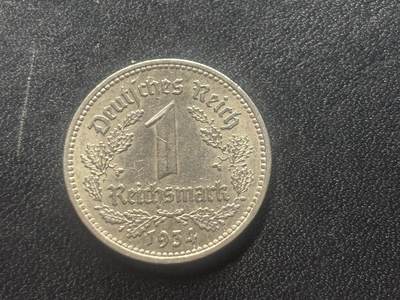 邮泉阁限时拍卖第三十五场 德国硬币专场（硬币在国外。请付邮费6元。） - 德国第三帝国1934年1马克F版