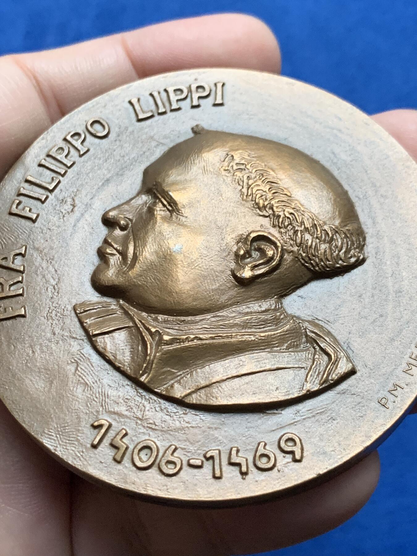 《竞宝斋》第437场 周日，周一2场连拍 （全场包邮） 法国1967年纪念弗拉·菲利普·利比超大铜章 直径67.5毫米 重量184.3克 盒装 文艺复兴时期佛罗伦萨画派的重要人物