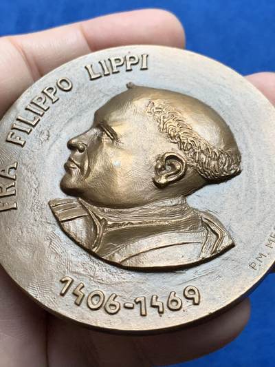 《竞宝斋》第437场 周日，周一2场连拍 （全场包邮） 法国1967年纪念弗拉·菲利普·利比超大铜章 直径67.5毫米 重量184.3克 盒装 文艺复兴时期佛罗伦萨画派的重要人物