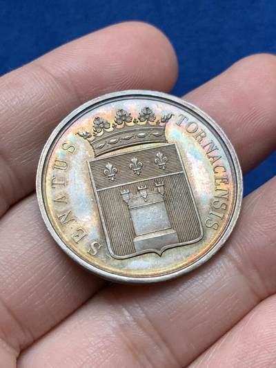 《竞宝斋》第437场 周日，周一2场连拍 （全场包邮） - 比利时图尔奈市议会纪念银章 12.65克 32mm